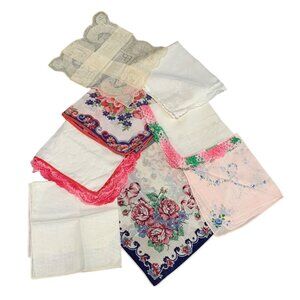 Vintage Ladies Handkerchiefs Collection  Floral & Lace Designs  Assorted Colors